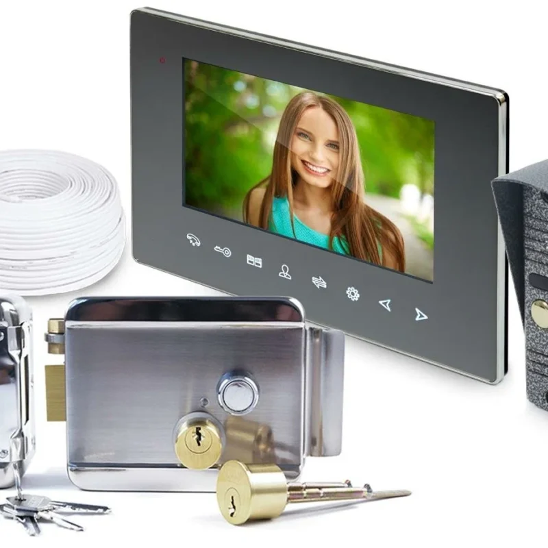 Комплект домофон IP AHD Wi-Fi - электромеханический замок: EP-6814LG и Anxing Lock-AX042 (домофон и замок для калитки) в подарочной упаковке